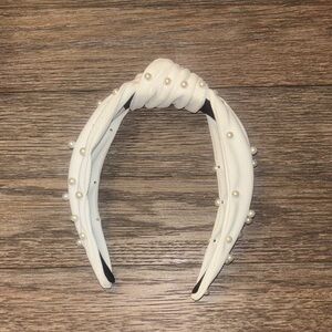 Elegant Pearl-Embellished White Headband